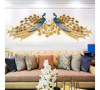 Generic Peacock Wall Clock, Double-Headed Crystal Design, Silent Quartz Home Decor for Living Room, Kitchen, Office - Creative and Elegant Clock for Home Decor