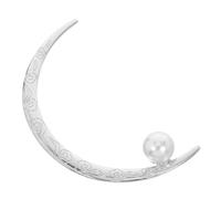 Generic Pearl Accent Moon Hair Fork Metal Hair Stick 4.7 Inch with Auspicious Cloud Pattern for Women Prom and Night Out Hairstyles