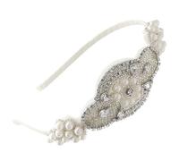 Generic Pearl Cloth Bridal Headband Rhinestone Crystal Hairband Wedding Hair Accessories for Women High-end Headdress for Photo Shoot and Special Occasions