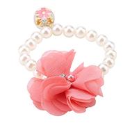 Generic Pearl Flower Elastic Dog Collar, Adjustable Puppy Necklace with Bell for Easy Tracking, Ideal for or Parties, Purple (Pink)