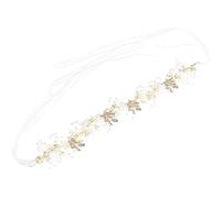 Generic Pearl Flower Headband Metallic Leaf Wedding Hair Accessory Bridal Decorative Headdress Handmade Wire Base Hair Hoop for Bride and Flower