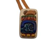 Generic Pendant Necklace white malaquita Craft Calendar Solar Maya ¨Haab¨ Printed months of the year 1.18 In decor souvenier Mexico handmade Zodiac (CHEN)