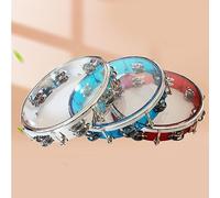 Generic Percussion Hand Drum Tambourine, Safe Hand Drum, Clapping, Educational, Musical Perception Development, Attractive to Play (8in Silver)