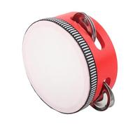 Generic Percussion Jingle Drum, Compact Size Wooden Tambourine Pleasant Sound for Daily Entertainment (4 Inch Red)