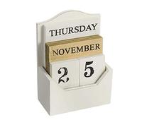 Generic Perpetual Calendar Fashion Decor Wooden Rustic Perpetual Calendar, Montessori Calendar Home Office Supplies Ornaments for Home or Office, White
