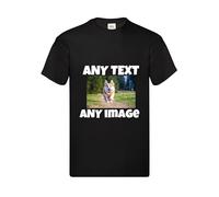 Generic Personalise Your Own Custom T Shirt with Any Text Unisex Short Sleeve Top Printed with Text Logo Image Photo Mens Womens Funny (UK, Alpha, L, Regular, Regular, Black)