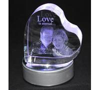 Generic Personalised 3D Photo Crystal Heart, 120x120x60mm, Clear