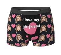 Generic Personalised Boxers for Men Custom Boxers Briefs with Face On Photo Picture Customized Underwear Underpants for Men-Love,XXL