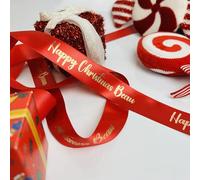 Generic Personalised Christmas Ribbon, 15-25 mm Red Satin Ribbon, Customised for Wedding, Christmas and Other Occasions