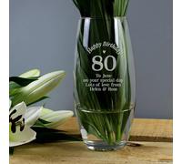 Generic Personalised Happy 80th Birthday Bullet Glass Decorative Vase - 80th Birthday Gift for Him or Her