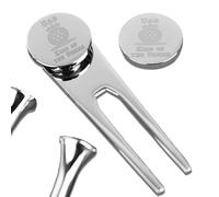 Generic Personalised with Name King of the Green Design Polished Golf Pitch Repairer Ball Markers and Tee Set in a Gift Box