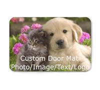 Generic Personalized Custom Door Mats For Front Door Welcome Doormat Photo Text Image Logo Non-Slip Outdoor Indoor Entrance Flannel Soft Washable Doormat Rug Carpet 40x60cm
