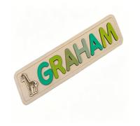 Generic Personalized Name Puzzle with Animals, Custom Wooden Name Sign for Kids Toddlers, Nursery Decor Gift (F - christmas car)