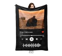 Generic Personalized Spotify Code Music Blanket with Photo Custom, Customized Throw Blanket for Couples With Photo, for Valentine's Day, Birthdays, Christmas