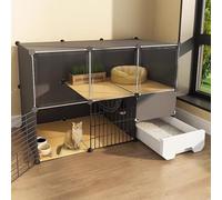 Generic Pet Cage，Cat Cage Cat Cage with Litter Box, Indoor Cat Enclosure with HD Windows, 2/3-Tier DIY Outdoor Cat Enclosures Weatherproof, Playpen and Exercise Place, Easy to Assemble(L111xW49xH73cm)