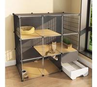 Generic Pet Cage，Cat Cage Cat Cage with Litter Box, Indoor Cat Enclosure with HD Windows, 2/3-Tier DIY Outdoor Cat Enclosures Weatherproof, Playpen and Exercise Place, Easy to Assemble(L111xW49xH109cm