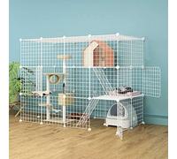 Generic Pet Cage,Pet cage,Cat Cage Outdoor Indoor DIY Playpen - Ideal For 1-4 Cats - Metal Fence Enclosure For Puppy, Rabbit, Kitten(147x75x110cm)