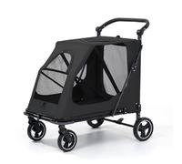 Generic Pet Folding Transport Cart Dog Cat Carriage Carrier with Four Wheels Mesh Spacious Cabin Top Opening Front Entry Suitable for Daily Exercise Park, Black, 106-Classic Black, Style to 1