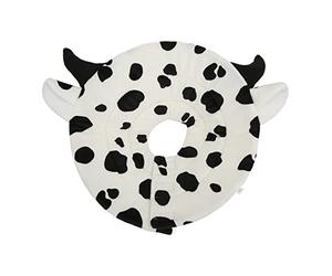Generic Pet Recovery Collar Adorable Cartoon Cow Pattern After Surgery Protective Cone for Cute Costume Parties Lightweight + Soft Material (M Neck circumference 20-26cm Depth 13cm)