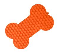 Generic Pet Slow Feeder Pad, Easy Cleaning Promote Digestion Flexible Dog Licking Mat Bone Shape Silicone for Indoor (Orange)