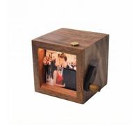 Generic Photo Album Mechanism Wooden Flipbook Box Photo Viewer Memory Display Mechanical Crank Animation Cube With Sixteen Photo, North American Black Walnut 16 Sheets, DIY