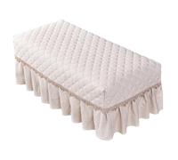 Generic Piano Cover Set (Bench + Key Cover), Beige Cotton-Linen, Nordic Dustproof with Elegant Lace & Pleats
