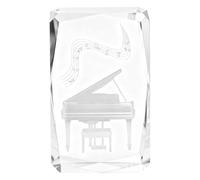 Generic Piano Paperweight 3D Etched Crystal Cube, Clear Piano Decor, 1.9 X 3.1 in, Unique Present