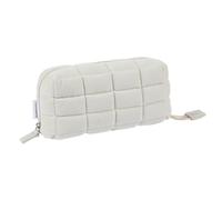 Generic Pillow Shape Simple Pen Pouch Large Capacity Quilted Creative Pencil Box Cotton Travel Toiletry Bag Makeup Storage Bag, White, aesthetic/floral