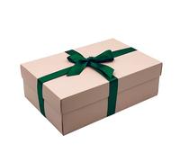 Generic Pink Gift Box with Lid | Large Memory or Hamper Boxes | Flat-Packed Gift Boxes for Presents, Birthday, Wedding, Christmas, Party | Size 30x20x10cm (Emerald Ribbon 67)