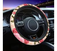 Generic Pink Red Roses Floral Print Steering Wheel Cover Non-Slip Car Steering Wheel Protection Covers Women Men Car Accessories For Suvs Trucks Sedans Cars