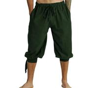 Generic Pirate Pants Breeches for Men Medieval Renaissance Cosplay Horseman Peasant Castaways Costume Bloomers Trousers-Green-L