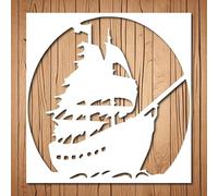 Generic Pirate Ship Stencil | 6"x 6" Reusable Stencil for Painting on Wood, Glass, Wall, Rock, Canvas, Glassware, Spray Painting, Airbrushing