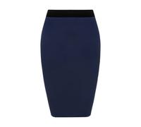 Generic Plain Pencil Skirt Elasticized Waist Women's Midi Length Skirt Knee Length Ladies Skirt Multiple Colors Size Curve UK 6-24 (UK, Numeric, 16, Regular, Regular, Navy)