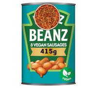 Generic Plant-Based Baked Beans with Vegan Sausages, Low Sugar High Fibre Recipe, No Artificial Colours or Flavours, 415g Can