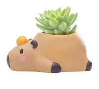 Generic Plant Pot, Resin Capybara Figurine Planter with Drainage, Cute Animal Shape Planter for Indoor and Outdoor Use, Small and Medium Plants for Garden and Home Decoration