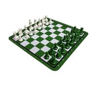 Generic Plastic Chess Set Classic Board Game for Kids Adults Educational Toy 24cm Durable Rubber Mat and Cloth Construction (Green White)