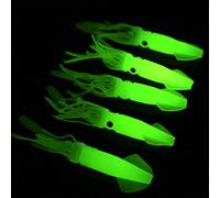 Generic Plastic Glow in Dark Squid Lures for Fishing Trolling, 5pcs Durable Luminous Bait with Life-Like Swimming Actions, Suitable for Various Fishes (Glow-in-the-dark squid)
