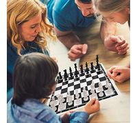 Generic Plastic Outdoor International Chess Set Game, Durable & Foldable Chess Board for Family Indoor & Outdoor Fun, Black & White, 15.7"x15.6"