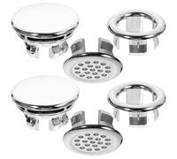 Generic Plastic Sink Overflow Ring Basin Hole Covers for Washbasin and Washstand 6pcs Easy to Install and Replace, Silver Minimalist for Home Decoration
