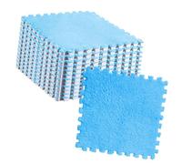 Generic Plush Anti Slip Interlocking Carpet Tiles for Cozy Bedroom Decor 10pcs 11.8x11.8in (Blue)