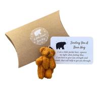 Generic Plush Bear - Brown Pocket Hug Bear Token With Greeting Card, Durable Fabric & PP Cotton, Perfect Commemorative Gift For Birthdays, Anniversaries & More