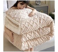 Generic Plush Duvet Lamb Duvet Double Sided Cashmere/Polyester Super Warm Breathable Winter Wool Thicken Hypoallergenic Wool Duvet (Beige, 150x200cm/3kg)
