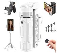 Generic Pocketflex Mini Tripod JJ02, 360° Rotation Foldable Cell Phone Selfie Stick Tripod with Detachable Remote (White)