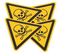 Generic Poisoning Warning Stickers Warning Labels 4pcs Self Adhesive PVC Material for Accident Prevention and Safety Reminder for Factory and Workshop Use