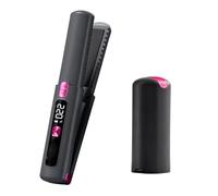 Generic Portable 2 in 1 Hair Curler and Straightener, Cordless Flat Iron with 6 Heat Settings, USB-C Charging, LCD Screen, Ceramic, Gray