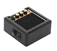 Generic Portable 3W Guitar Amplifier Compact Mini Speaker for Guitar Learners with Volume and Tone Control Functions, for Practice Sessions and Performances, Metal + Plastic, Black + Gold
