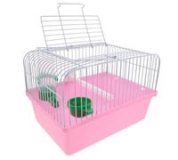 Generic Portable Bird Carrier Cage for Parakeets and Small Animals, Abs and Iron Build, with Perch, Food Box and Water Dispenser, Easy-clean Design for Travel and Outdoor Random Color