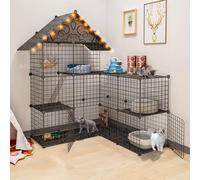 Generic Portable Cat Playpen - DIY Small Animal Cage with Roof and Storage for Kittens, Bunnies, and Chinchillas