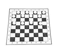 Generic Portable Checkers Set with Folding Board, Lightweight Plastic Checkers Game for Family Fun, Indoor and Outdoor Activities, White & Black, 13 * 13inch