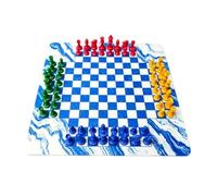 Generic Portable Chess Set for 4 Players Strategy Board Game for Parties Educational Toy for Ages 6 and Up (49mm Solid Red Yellow Blue Green)